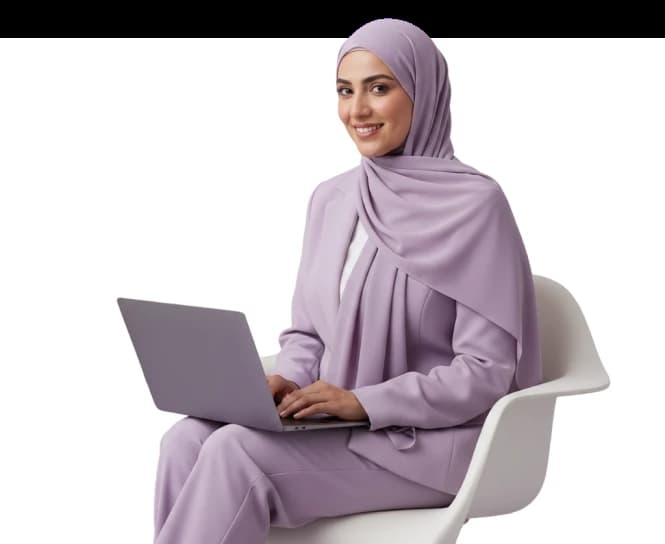 طالبة تتعلم على حاسوبها